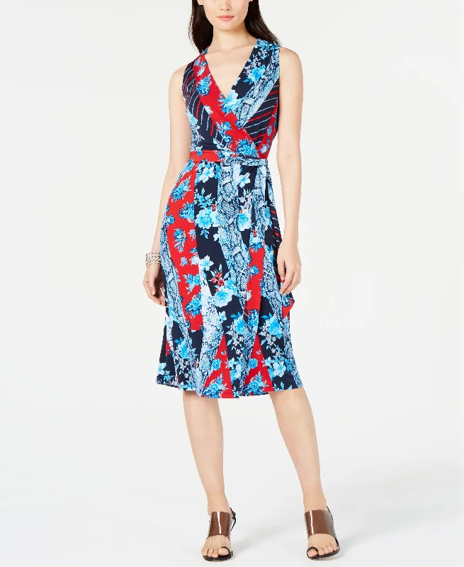 Sleeveless Wrap Midi Dress Stylish Midi Dress with Cuffs
