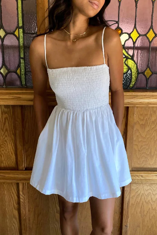 Smocked Strappy Back Mini Dress Stylish Spaghetti Strap Mini Dress