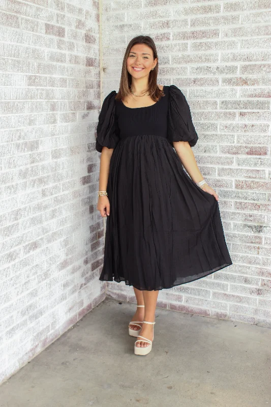 Sofie The Label - Raina Puff Sleeve Midi Dress Trendy A-Line Midi Dress