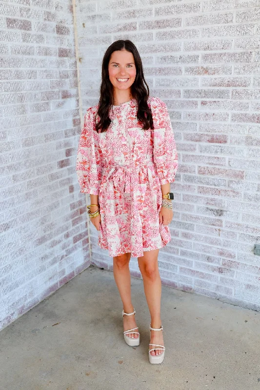 Start Now Belted Mini Dress Elegant Floral-Print Mini Dress