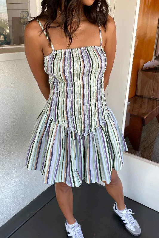 Striped Cami Mini Dress Trendy Mesh Mini Dress