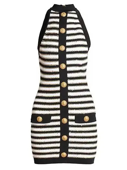 Striped Sleeveless Mini Dress Cozy Long Sleeve Mini Dress