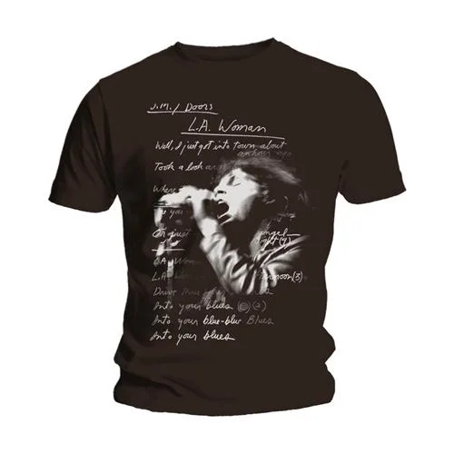 The Doors | Official Band T-Shirt | LA Woman Lyrics Mesh Blend Leather Blend Suede Blend