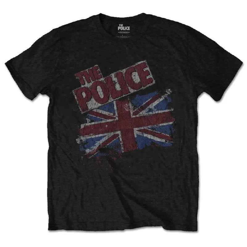 The Police | Official Band T-Shirt | Vintage Flag Satin Blend Silk Blend Wool Blend