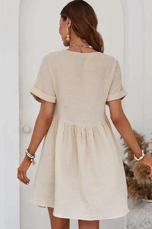 Tiered Mini Dress with Crochet Lace Trim Classic Floral Print Mini Dress