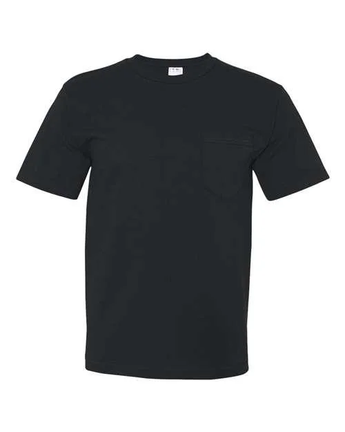 Bayside USA-Made Midweight Pocket T-Shirt 5070 Hooded Caped Shawl Collar