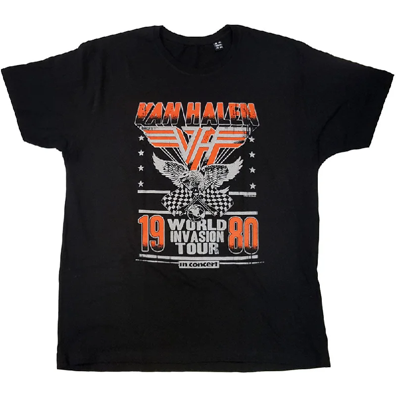 Van Halen | Official Band T-Shirt | Invasion Tour '80 Collared Crew Neck Turtle Neck Van Halen | Official Band T-Shirt | Invasion Tour '80 Collared Crew Neck Turtle Neck