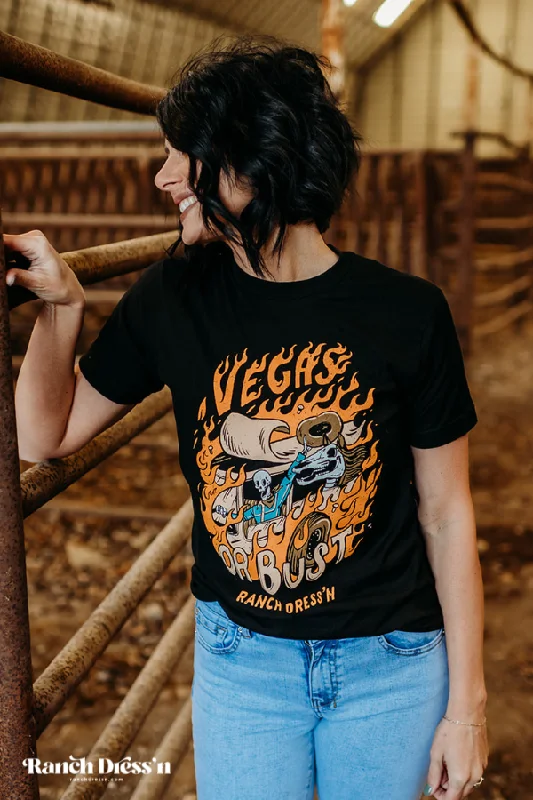 VEGAS OR BUST - BLACK TEE Rayon Fabric Velvet Fabric Corduroy Fabric
