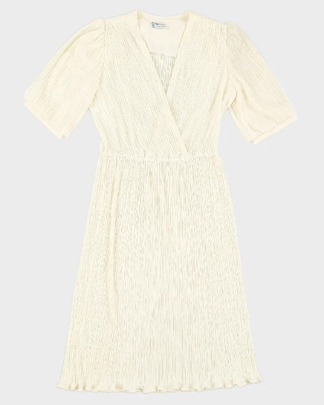 Vintage 60s Nu Moda Cream Poofy Sleeve Midi Dress - M Stylish Animal Print Midi Dress Vintage 60s Nu Moda Cream Poofy Sleeve Midi Dress - M Stylish Animal Print Midi Dress