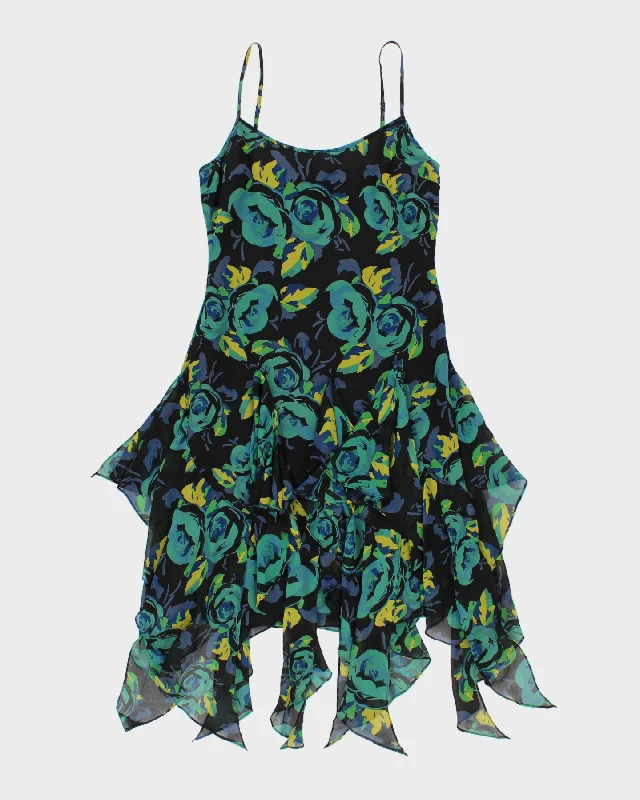 Vintage 90s Betsey Johnson Floral Print Midi Dress - S Stylish Silk Midi Dress