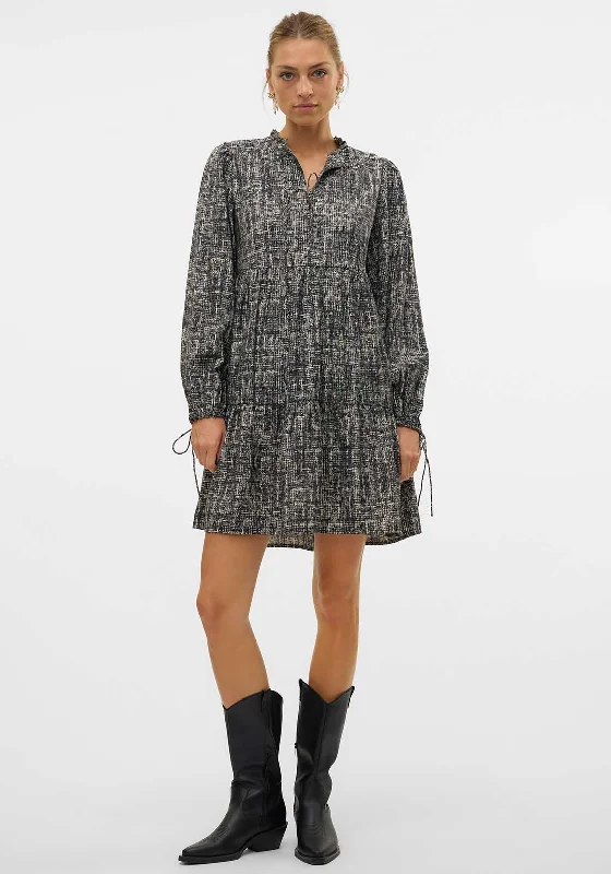 Vero Moda Norell Smock Mini Dress, Black Stylish Ruffle Mini Dress