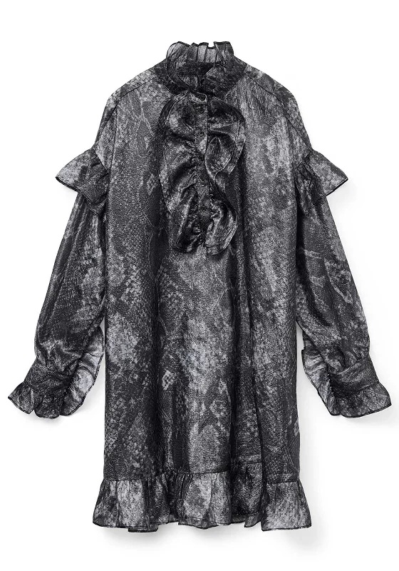 Vero Moda Willa Snake Print Mini Dress, Black Comfortable Linen Mini Dress
