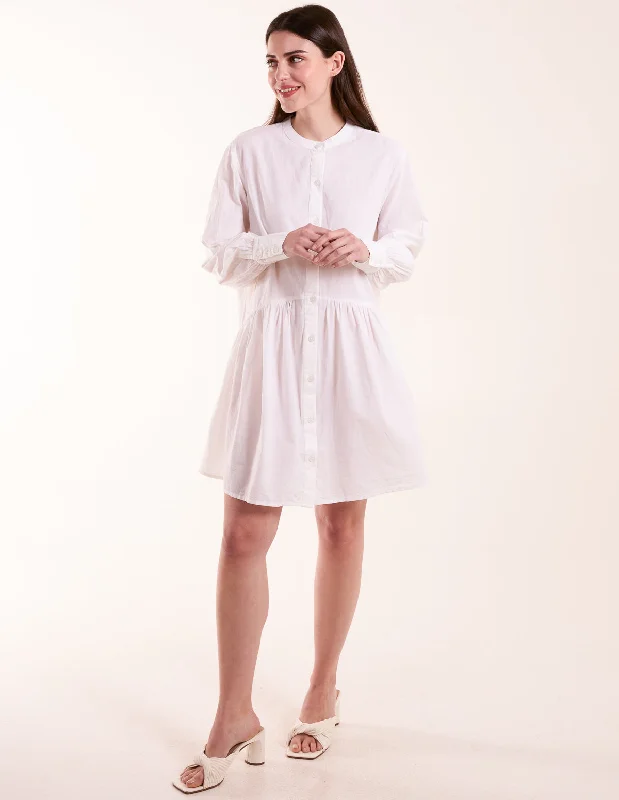 Tiered Shirt Mini Dress Casual Button-Up Mini Dress