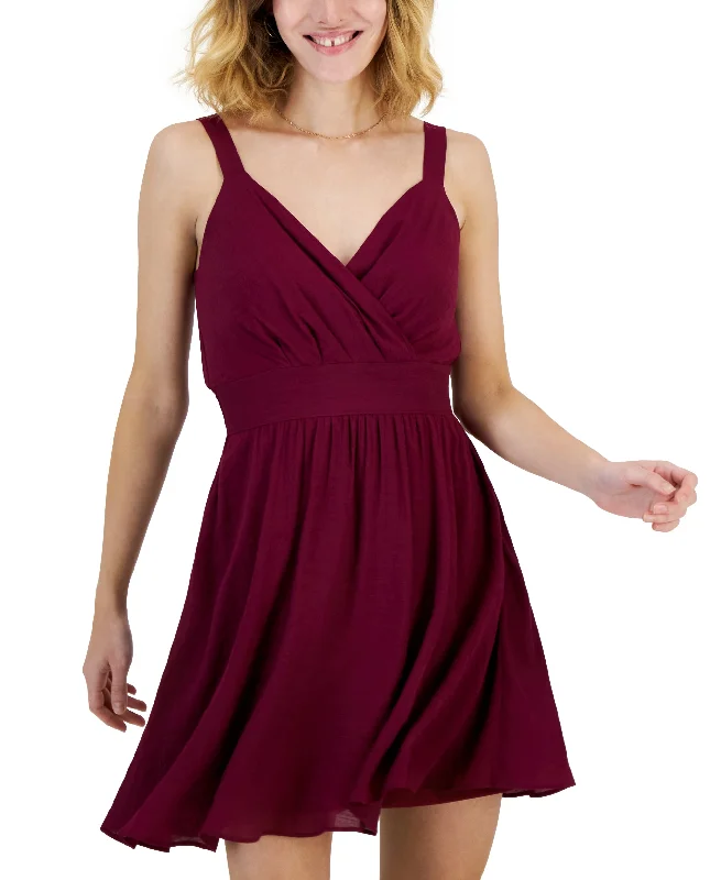 Women's Sleeveless Surplice Mini Dress Comfortable Fit-and-Flare Mini Dress