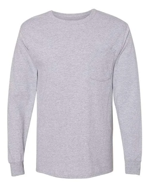 Hanes Workwear Long Sleeve Pocket T-Shirt W120 Fashionable Trendy Casual