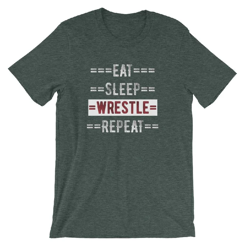 Wrestling Coach Short-Sleeve Gift T-Shirt - Eat Sleep Wrestle Repeat Houndstooth Herringbone Solid Wrestling Coach Short-Sleeve Gift T-Shirt - Eat Sleep Wrestle Repeat Houndstooth Herringbone Solid