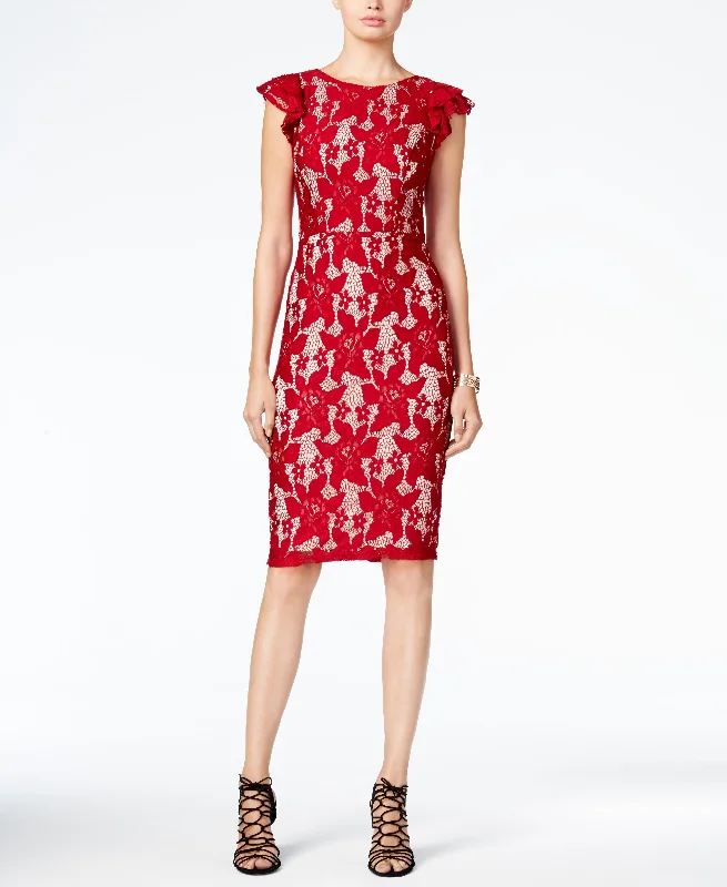 XOXO Juniors Ruffle Sleeve Lace Midi Dress Comfortable Floral Print Midi Dress