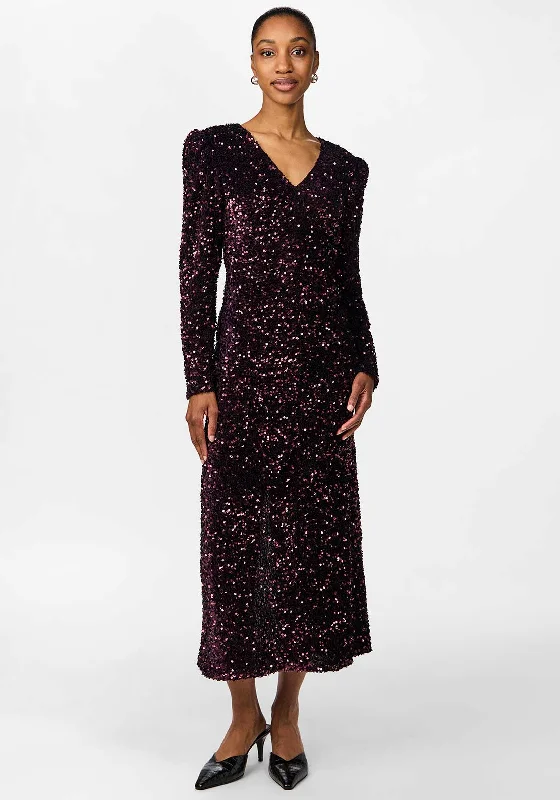 Y.A.S Sativo Sequin Midi Dress, Purple Comfortable Empire Waist Midi Dress