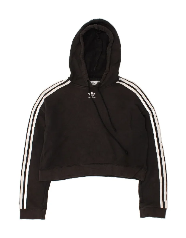 ADIDAS Womens Crop Hoodie Jumper UK 4 XS Black Cotton Cotton Hoodie Fleece Lining Warmth ADIDAS Womens Crop Hoodie Jumper UK 4 XS Black Cotton Cotton Hoodie Fleece Lining Warmth