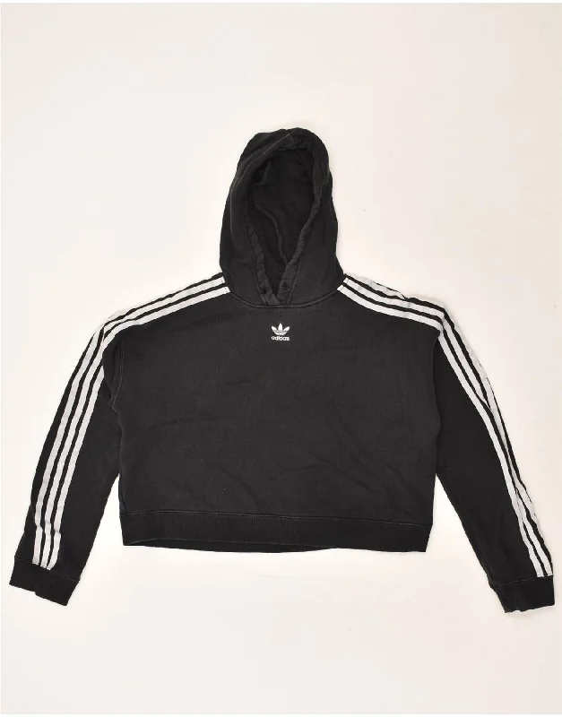 ADIDAS Womens Crop Hoodie Jumper UK 8 Small Black Cotton Hoodie with Hidden Zipper Minimalist Clean ADIDAS Womens Crop Hoodie Jumper UK 8 Small Black Cotton Hoodie with Hidden Zipper Minimalist Clean