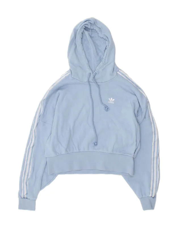 ADIDAS Womens Crop Hoodie Jumper UK 8 Small Blue Hoodie with Ribbed Cuffs Snug Fit Comfort ADIDAS Womens Crop Hoodie Jumper UK 8 Small Blue Hoodie with Ribbed Cuffs Snug Fit Comfort
