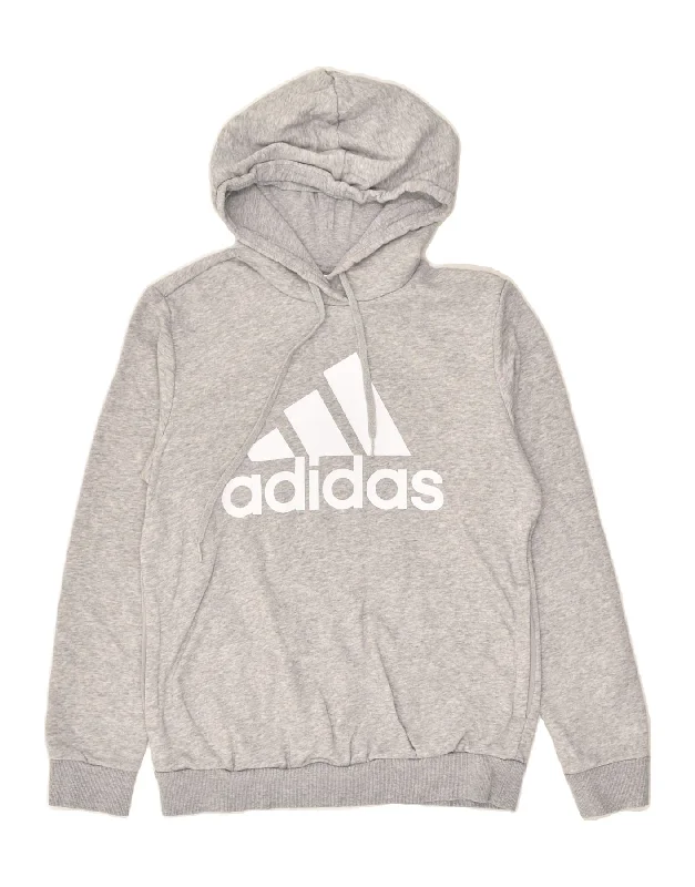 ADIDAS Womens Graphic Hoodie Jumper UK 12/14 Medium Grey Cotton Hoodie with Sequins Glamorous Eye-catching ADIDAS Womens Graphic Hoodie Jumper UK 12/14 Medium Grey Cotton Hoodie with Sequins Glamorous Eye-catching