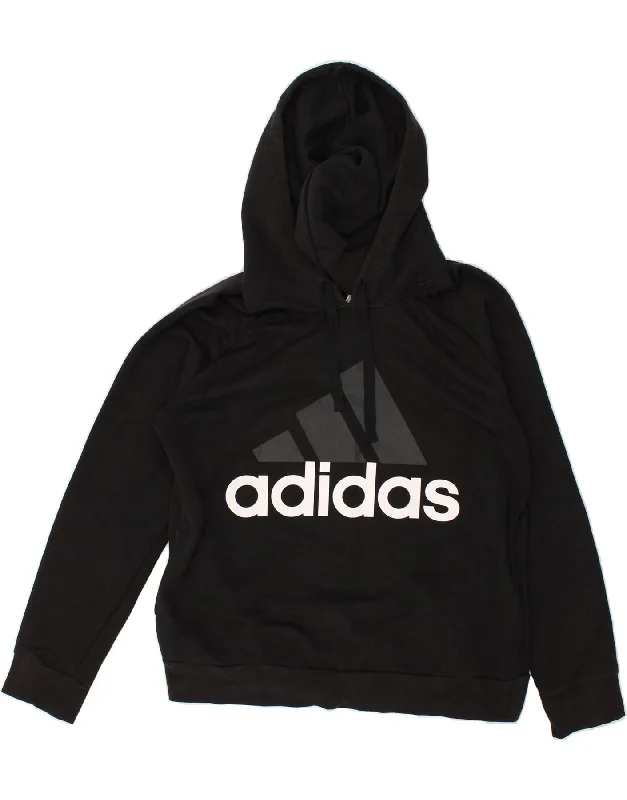 ADIDAS Womens Graphic Hoodie Jumper UK 16/18 Large Black Hoodie with Bell Sleeves Flared Feminine ADIDAS Womens Graphic Hoodie Jumper UK 16/18 Large Black Hoodie with Bell Sleeves Flared Feminine