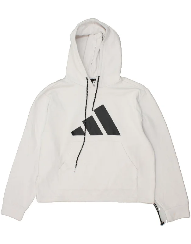 ADIDAS Womens Graphic Hoodie Jumper UK 20/22 XL White Cotton Hoodie with V-Neck Classic Versatile ADIDAS Womens Graphic Hoodie Jumper UK 20/22 XL White Cotton Hoodie with V-Neck Classic Versatile