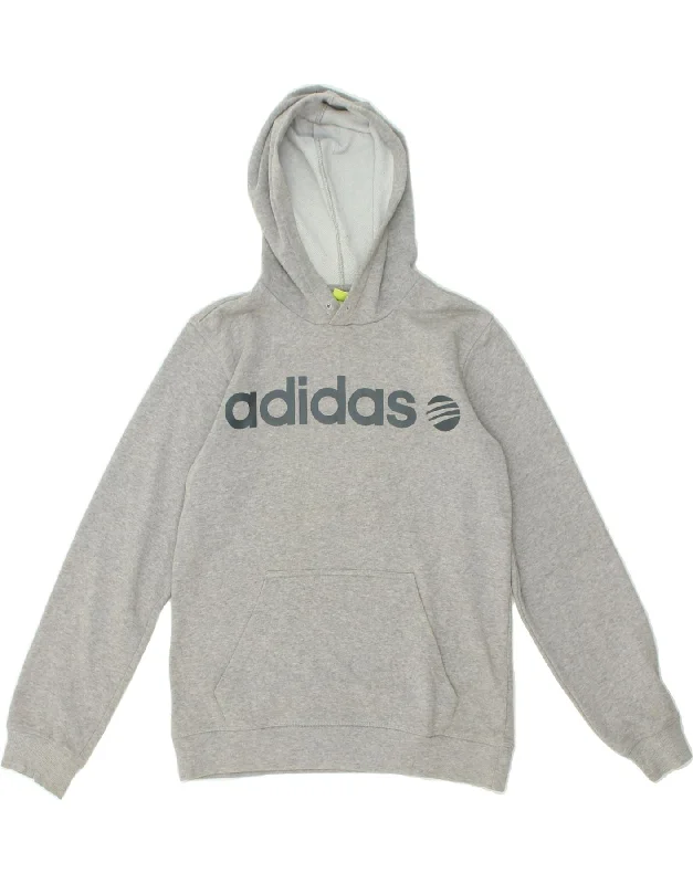 ADIDAS Womens Graphic Hoodie Jumper UK 6 XS Grey Cotton Hoodie with Ribbed Neckline Snug Warm ADIDAS Womens Graphic Hoodie Jumper UK 6 XS Grey Cotton Hoodie with Ribbed Neckline Snug Warm