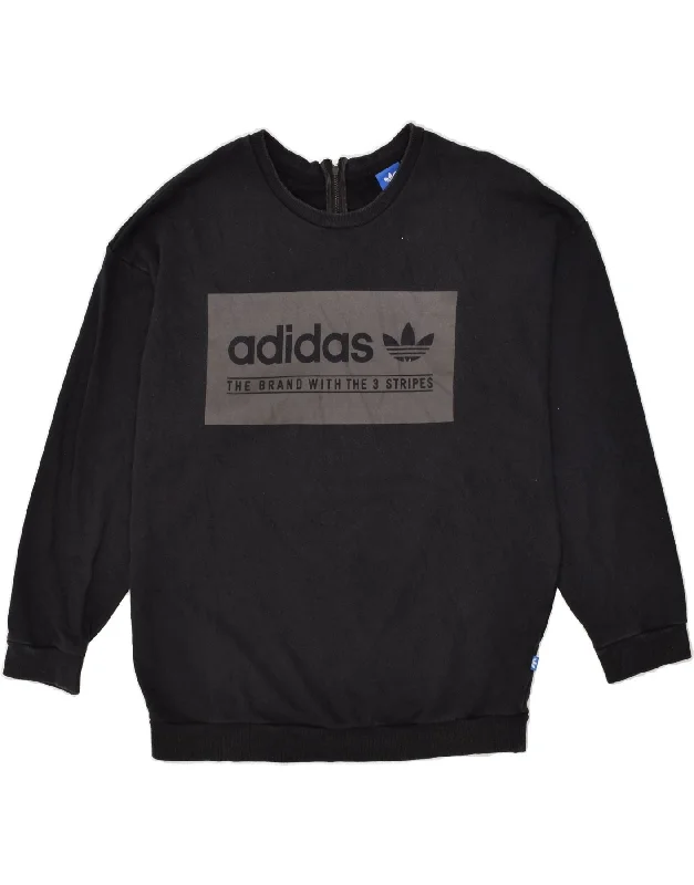ADIDAS Womens Graphic Sweatshirt Jumper UK 14 Large Black Cotton Zip Hoodie Drawstring Kangaroo Pocket ADIDAS Womens Graphic Sweatshirt Jumper UK 14 Large Black Cotton Zip Hoodie Drawstring Kangaroo Pocket