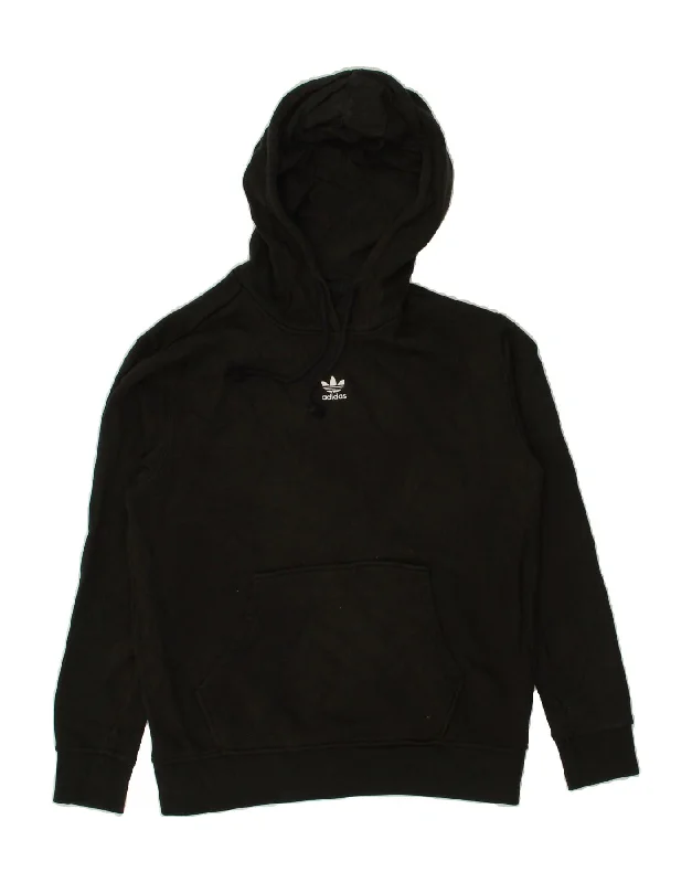ADIDAS Womens Hoodie Jumper UK 14 Large Black Cotton Hoodie with Drop Shoulder Relaxed Streetwear ADIDAS Womens Hoodie Jumper UK 14 Large Black Cotton Hoodie with Drop Shoulder Relaxed Streetwear