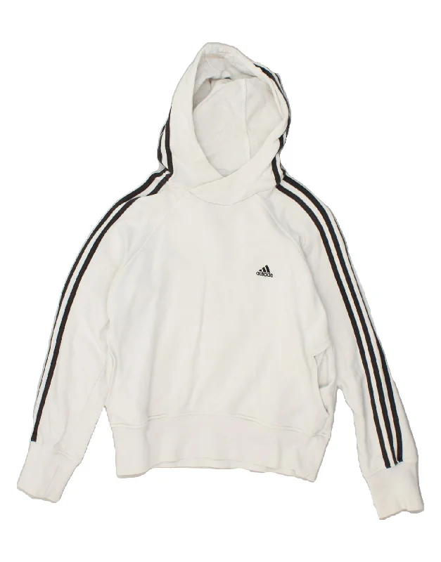 ADIDAS Womens Hoodie Jumper UK 14 Large White Cotton Hoodie with Snap Buttons Easy Quick ADIDAS Womens Hoodie Jumper UK 14 Large White Cotton Hoodie with Snap Buttons Easy Quick