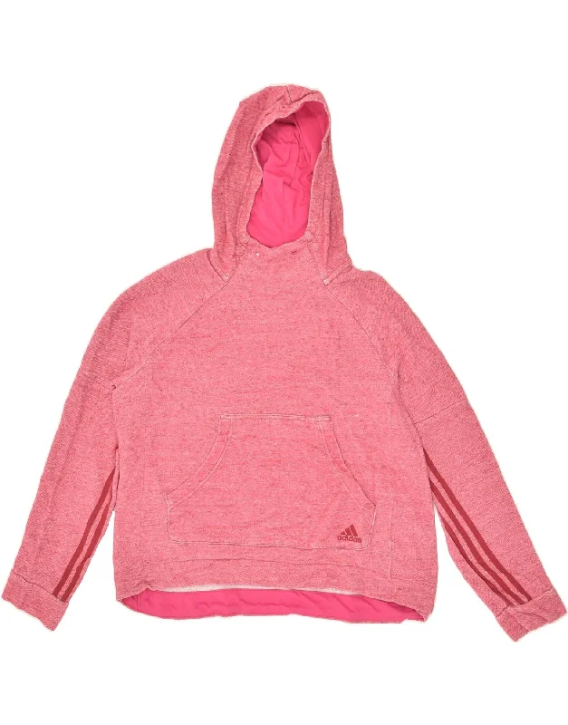 ADIDAS Womens Hoodie Jumper UK 16/18 Large Pink Cotton Hoodie with Turtle Neck Cozy Winter ADIDAS Womens Hoodie Jumper UK 16/18 Large Pink Cotton Hoodie with Turtle Neck Cozy Winter