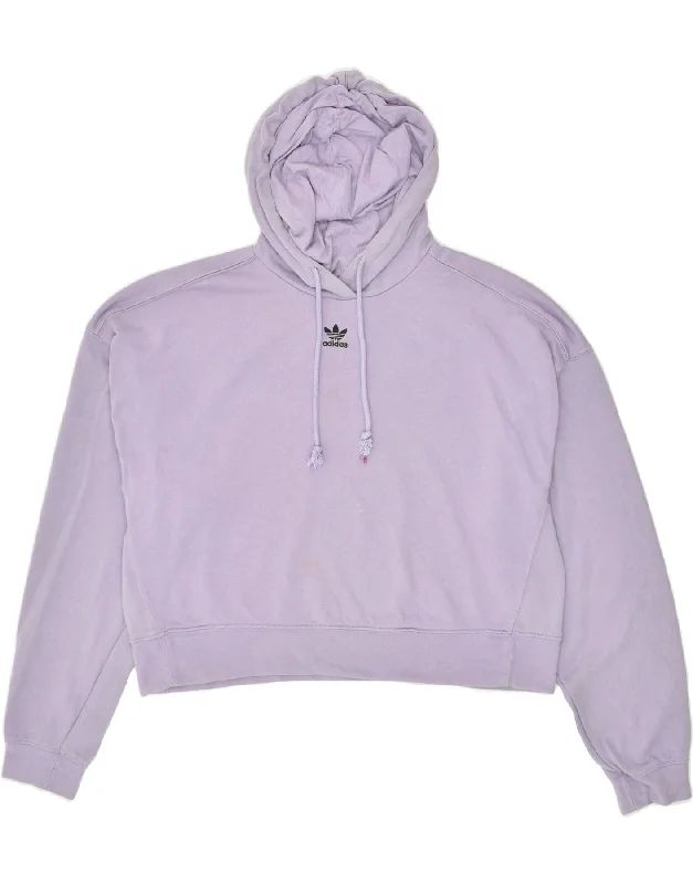 ADIDAS Womens Hoodie Jumper UK 16 Large Purple Cotton Hoodie with Drawcord Adjustable Secure ADIDAS Womens Hoodie Jumper UK 16 Large Purple Cotton Hoodie with Drawcord Adjustable Secure