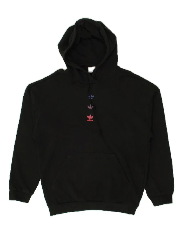 ADIDAS Womens Hoodie Jumper UK 6 XS Black Cotton Hoodie with Set-In Sleeves Structured Classic ADIDAS Womens Hoodie Jumper UK 6 XS Black Cotton Hoodie with Set-In Sleeves Structured Classic