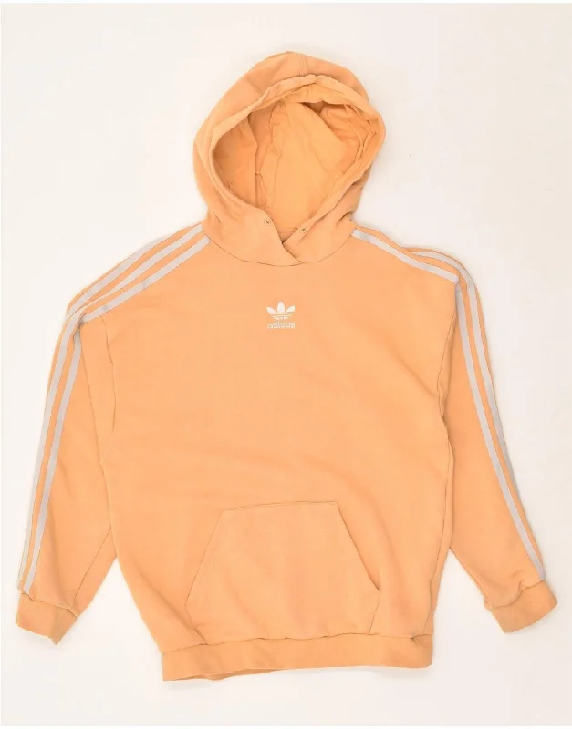 ADIDAS Womens Hoodie Jumper UK 6 XS Orange Cotton Hoodie with Pocket Utility Practical ADIDAS Womens Hoodie Jumper UK 6 XS Orange Cotton Hoodie with Pocket Utility Practical