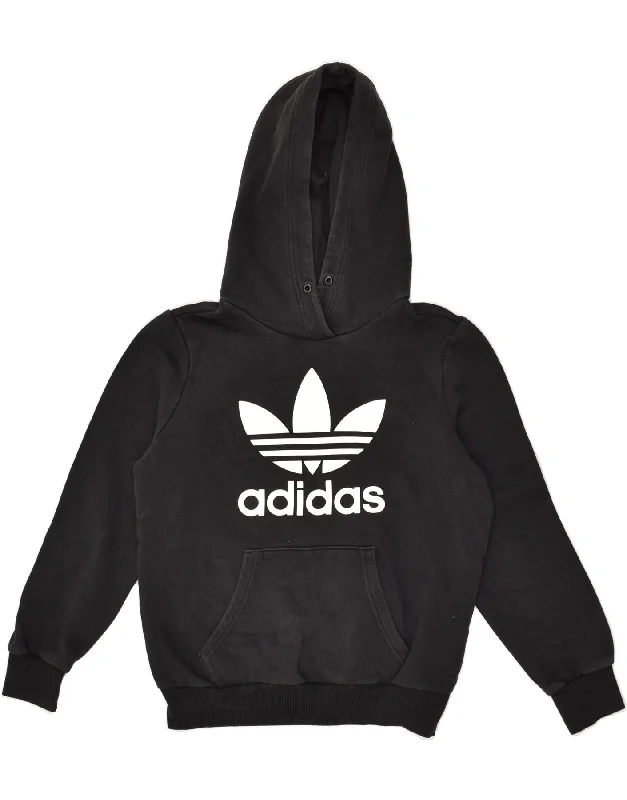 ADIDAS Womens Loose Fit Graphic Hoodie Jumper UK 8 Small Black Cotton Hoodie with Patch Decorative Personalized ADIDAS Womens Loose Fit Graphic Hoodie Jumper UK 8 Small Black Cotton Hoodie with Patch Decorative Personalized