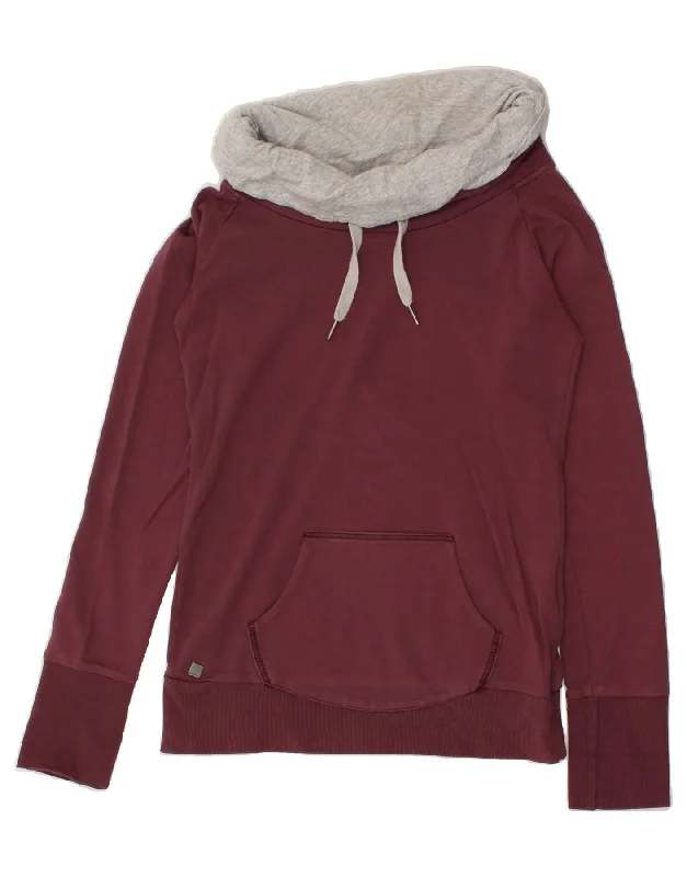 BENCH Womens Graphic Roll Neck Sweatshirt Jumper UK 12 Medium Maroon Hoodie with Longline Fit Extended Stylish BENCH Womens Graphic Roll Neck Sweatshirt Jumper UK 12 Medium Maroon Hoodie with Longline Fit Extended Stylish