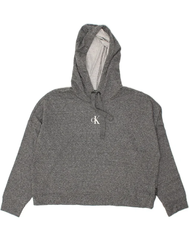 CALVIN KLEIN Womens Graphic Hoodie Jumper UK 18 XL Grey Cotton Hoodie with Side Slits Relaxed Casual CALVIN KLEIN Womens Graphic Hoodie Jumper UK 18 XL Grey Cotton Hoodie with Side Slits Relaxed Casual