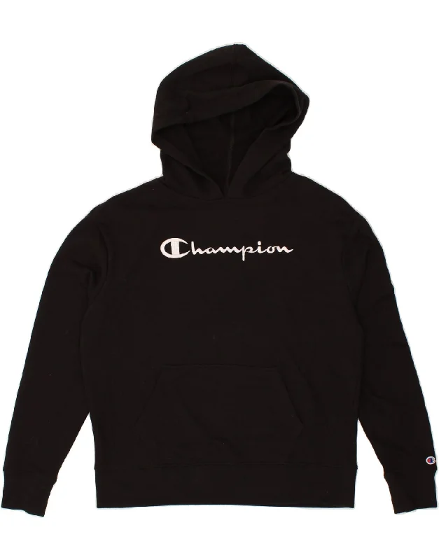 CHAMPION Womens Graphic Hoodie Jumper UK 10 Small Black Cotton Hoodie Crop Top Short Trendy CHAMPION Womens Graphic Hoodie Jumper UK 10 Small Black Cotton Hoodie Crop Top Short Trendy