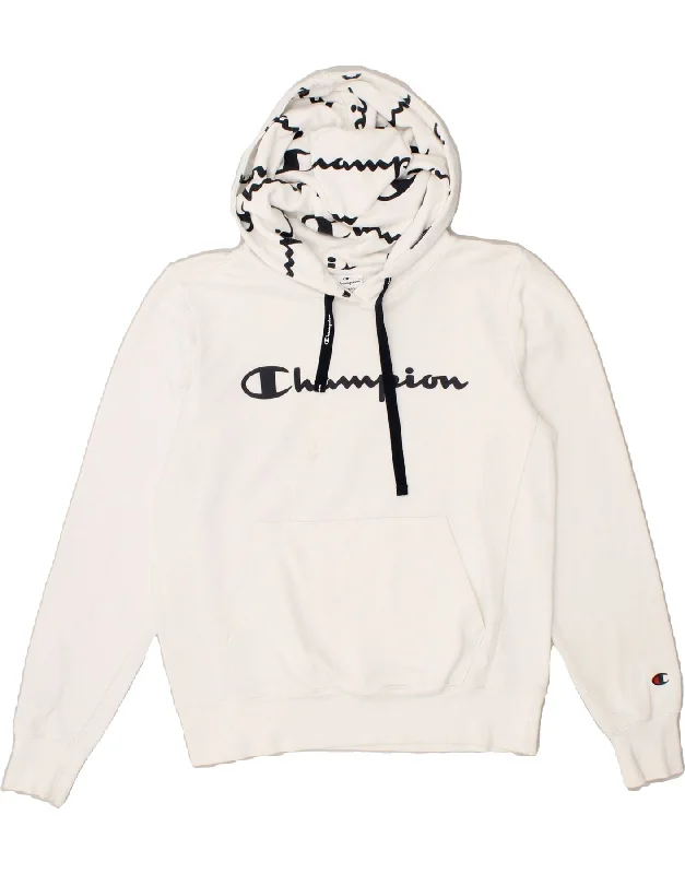 CHAMPION Womens Graphic Hoodie Jumper UK 10 Small White Cotton Hoodie with Zipper Versatile Modern CHAMPION Womens Graphic Hoodie Jumper UK 10 Small White Cotton Hoodie with Zipper Versatile Modern