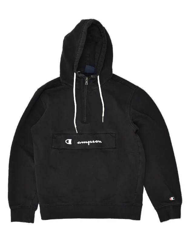 CHAMPION Womens Graphic Hoodie Jumper UK 6 XS Black Cotton Hoodie with Toggle Buttons Decorative Unique CHAMPION Womens Graphic Hoodie Jumper UK 6 XS Black Cotton Hoodie with Toggle Buttons Decorative Unique