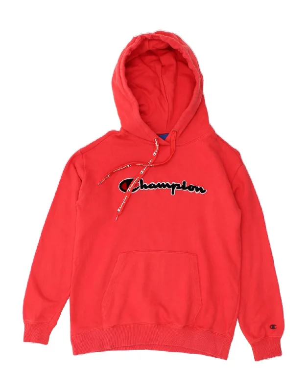 CHAMPION Womens Graphic Hoodie Jumper UK 6 XS Red Cotton Hoodie with Belted Waist Structured Tailored CHAMPION Womens Graphic Hoodie Jumper UK 6 XS Red Cotton Hoodie with Belted Waist Structured Tailored