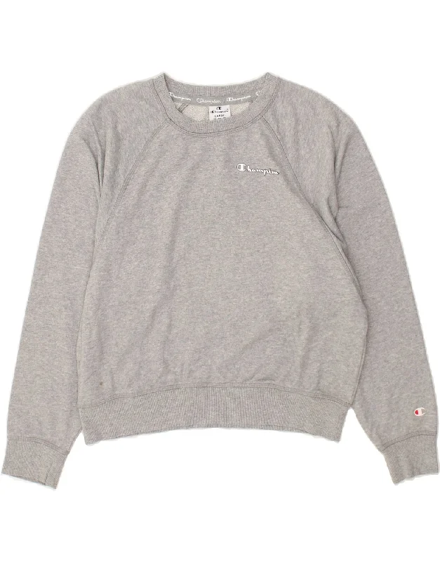 CHAMPION Womens Sweatshirt Jumper UK 16 Large Grey Hoodie Sweatshirt Pullover