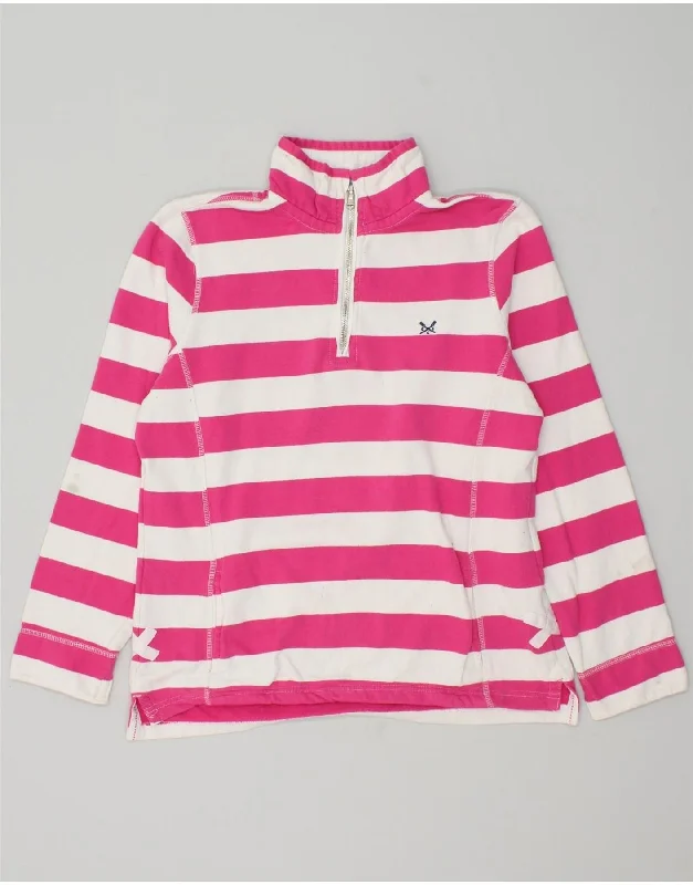 CREW CLOTHING Womens Zip Neck Sweatshirt Jumper UK 12 Medium Pink Striped Hoodie with Oversized Fit Loose Comfortable CREW CLOTHING Womens Zip Neck Sweatshirt Jumper UK 12 Medium Pink Striped Hoodie with Oversized Fit Loose Comfortable