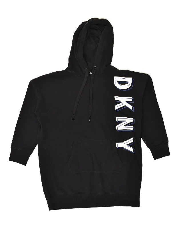 DKNY Womens Longline Graphic Hoodie Jumper UK 14 Medium Black Cotton Hoodie with Hidden Zipper Minimalist Clean DKNY Womens Longline Graphic Hoodie Jumper UK 14 Medium Black Cotton Hoodie with Hidden Zipper Minimalist Clean