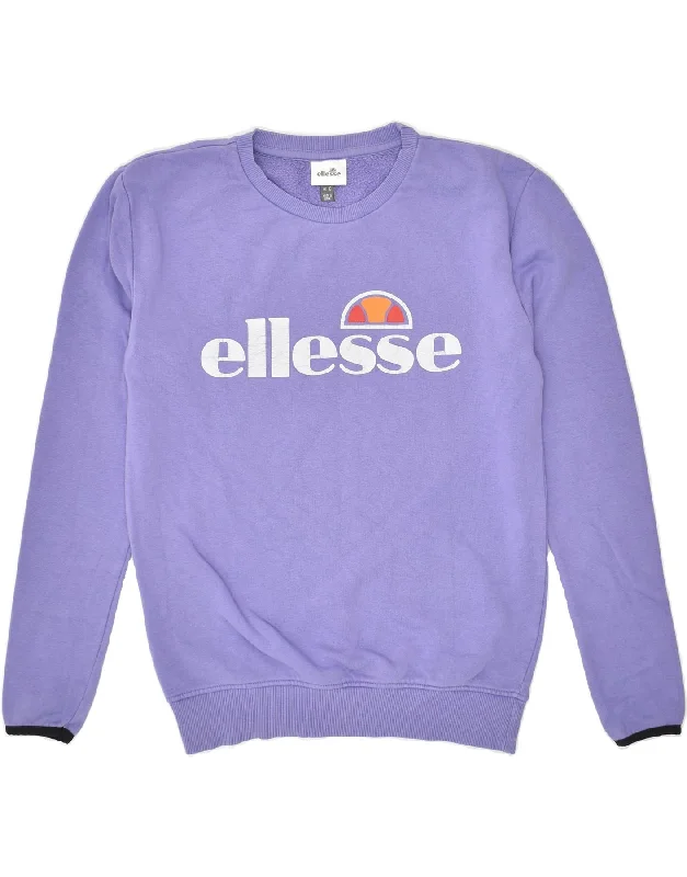 ELLESSE Womens Graphic Sweatshirt Jumper UK 6 XS Purple Cotton Hoodie with Sequins Glamorous Eye-catching ELLESSE Womens Graphic Sweatshirt Jumper UK 6 XS Purple Cotton Hoodie with Sequins Glamorous Eye-catching