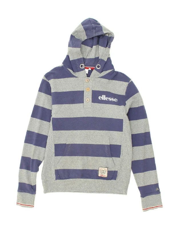 ELLESSE Womens Hoodie Jumper UK 10 Small Grey Striped Cotton Hoodie with Metallic Shiny Futuristic ELLESSE Womens Hoodie Jumper UK 10 Small Grey Striped Cotton Hoodie with Metallic Shiny Futuristic