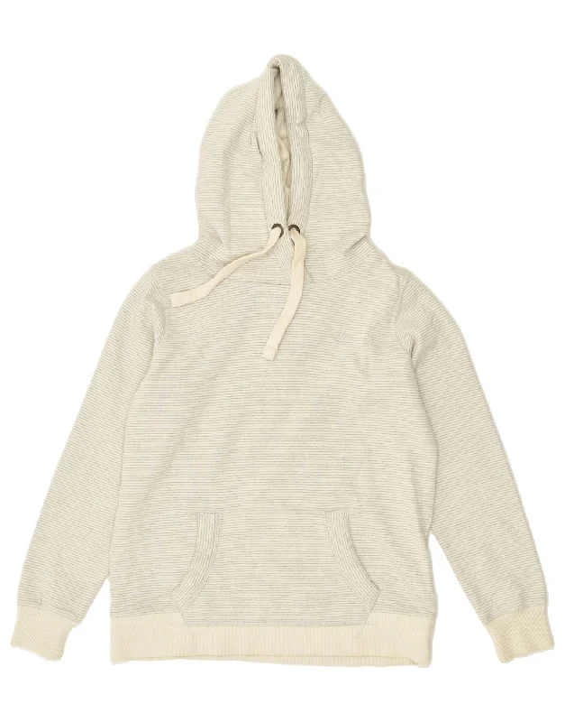 FAT FACE Womens Hoodie Jumper UK 10 Small Off White Striped Cotton Hoodie with Distressed Vintage Worn FAT FACE Womens Hoodie Jumper UK 10 Small Off White Striped Cotton Hoodie with Distressed Vintage Worn