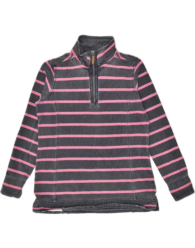 FAT FACE Womens Zip Neck Sweatshirt Jumper UK 14 Medium Grey Striped Hoodie with Zipper Placket Modern Functional FAT FACE Womens Zip Neck Sweatshirt Jumper UK 14 Medium Grey Striped Hoodie with Zipper Placket Modern Functional